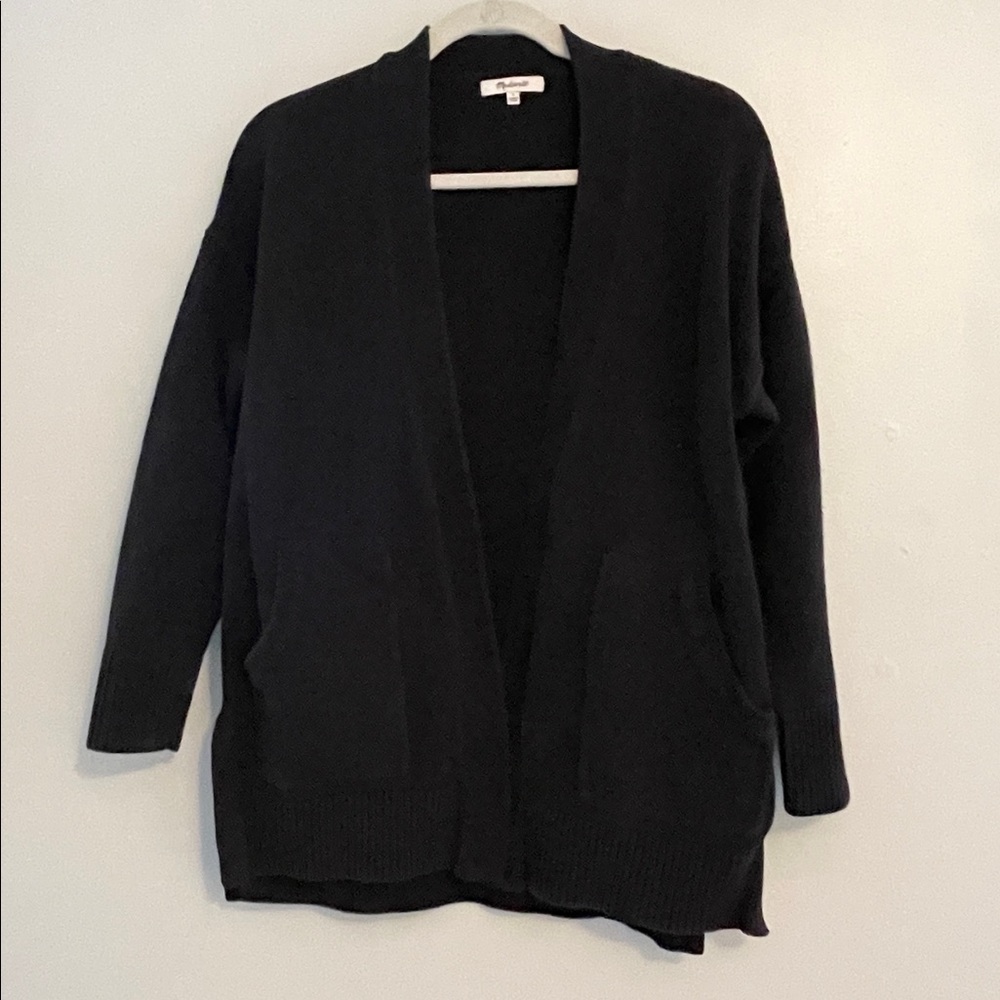 Madewell black cotton open cardigan